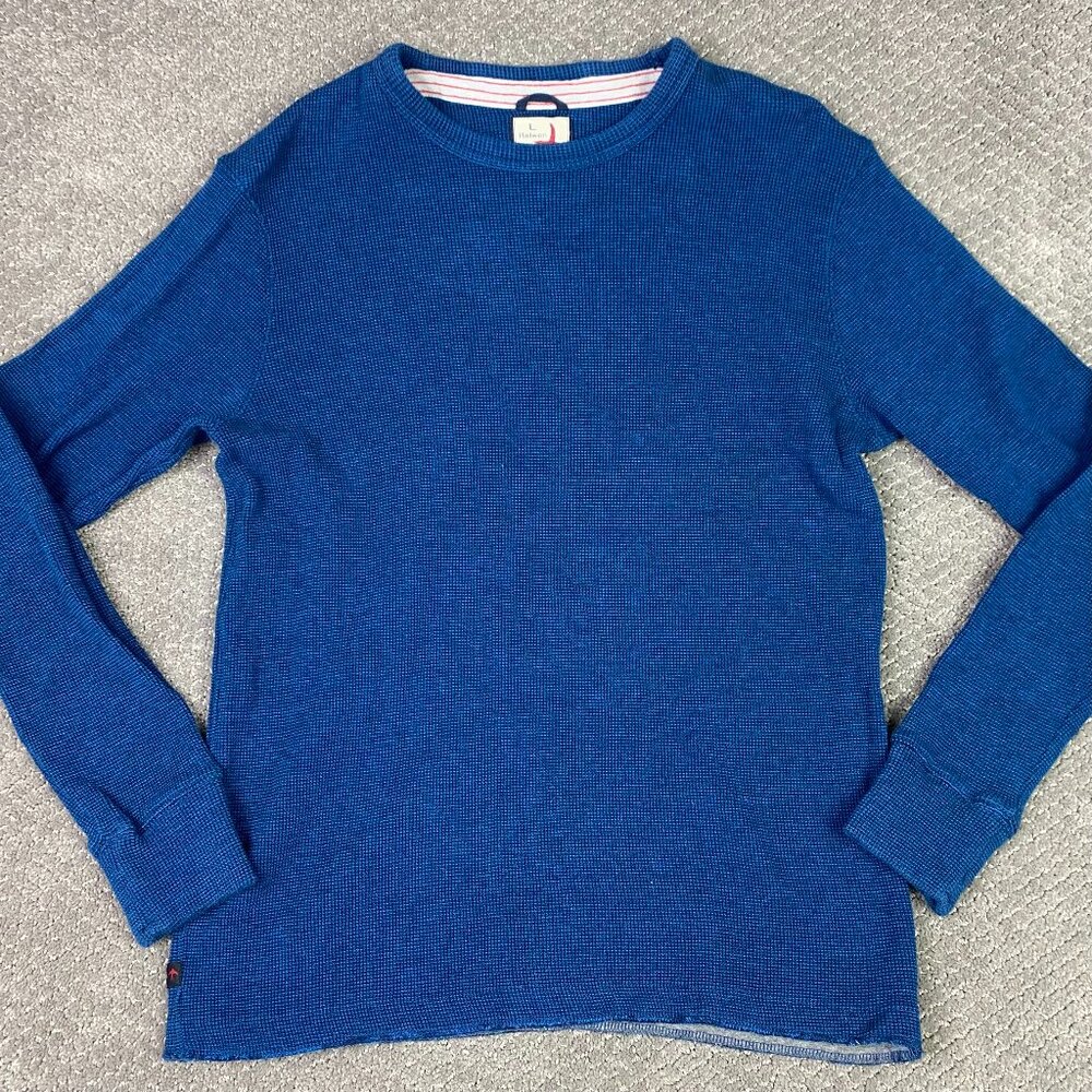 Relwen Bi-Waffle Crew Sweatshirt Shirt Men's Large Dark Marine Blue Thermal